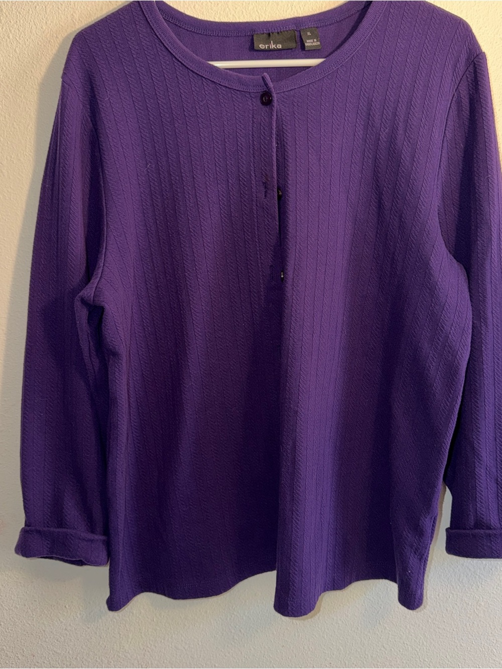 Erika Purple textured button up Cardigan Sweater, sz XL